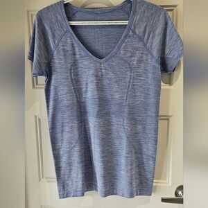 Lululemon athletica Short Sleeve V-Neck Tee in Heathered Light Blue